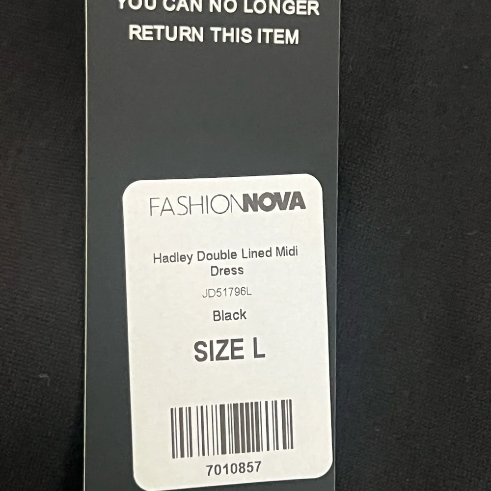 Fashion Nova Hadley Black Double Lined Long Sleeve Midi Dress Size Large - Picture 7 of 9